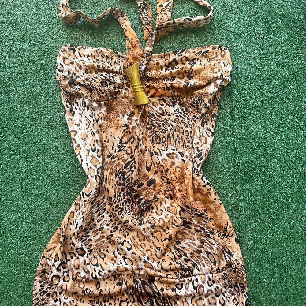 y2k vtg leopard print halter top